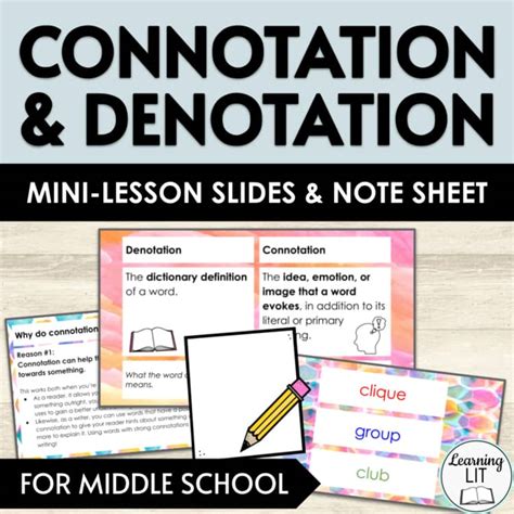 Connotation Denotation Lesson Plans Middle School Answers