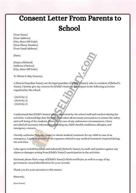 Consent Letter For School
