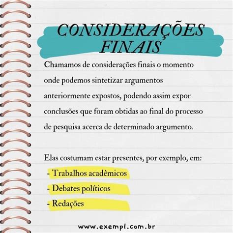 Considerações Finais Exemplos