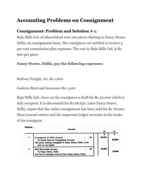 Consignment Accounting Problems And Solutions For Bcom