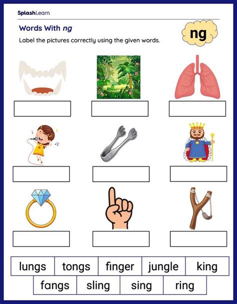 Consonant Digraphs Ng Sound Words With Pictures Worksheet Ng Sound Words With Pictures - Ng Sound Words With Pictures