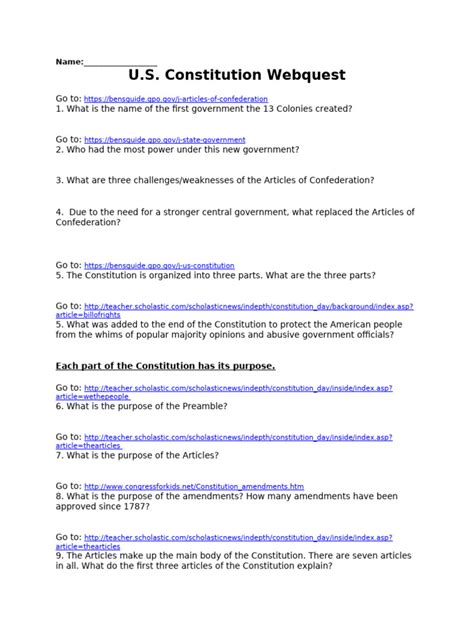 Constitution Webquest