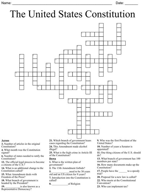 Read Constitution Crossword Puzzle Key 
