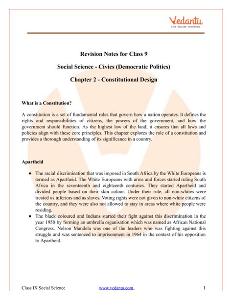 Constitutional Design Class 9 Notes