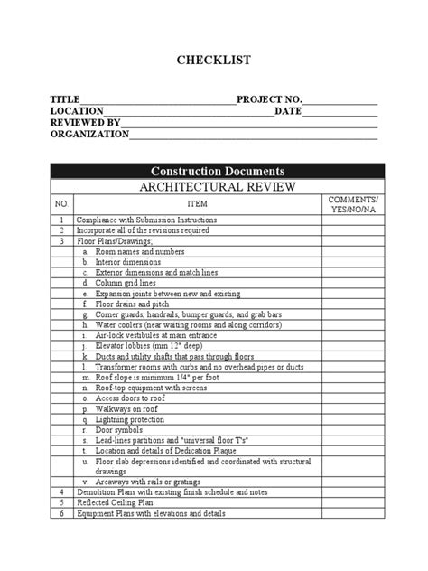 Construction Documents Checklist For Architects