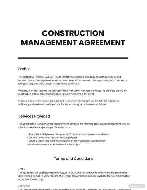 construction supervision contract template