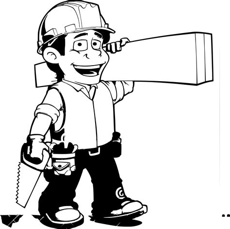 Construction Worker Clipart Black And White