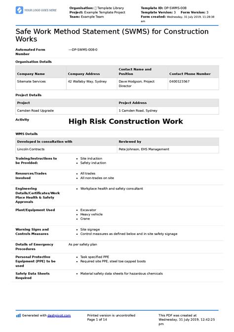 Download Construction Method Statement Draft 