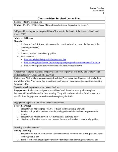 Constructivism Lesson Plan