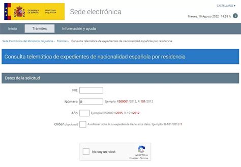 Consulta Telematica De Expediente De Nacionalidad Española Por Residencia