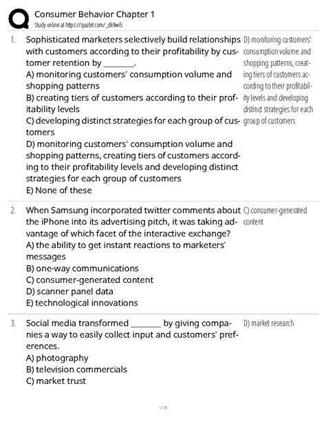 Consumer Behavior Study Guide