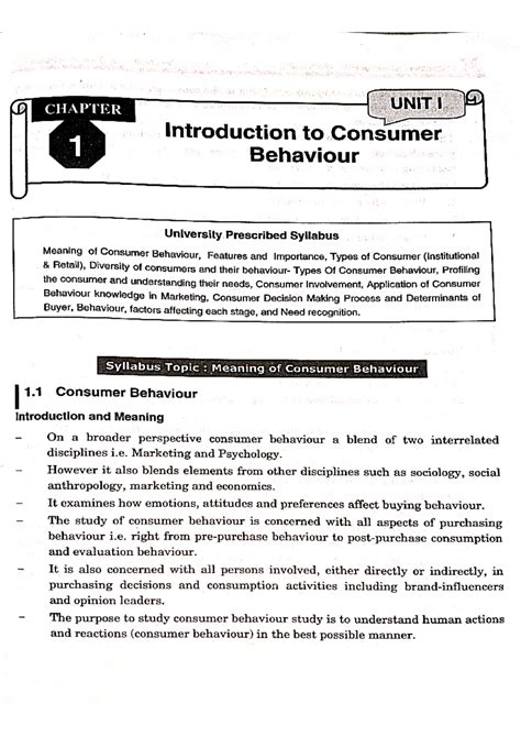 Consumer Behaviour Notes For Bba