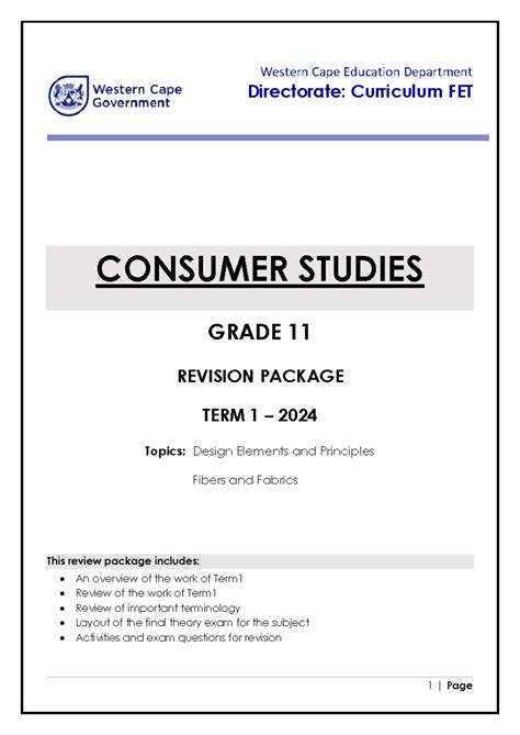 consumer studies grade 11