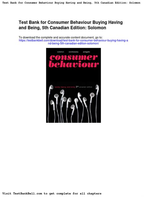 Read Consumer Behavior Solomon 5Th Canadian Edition 