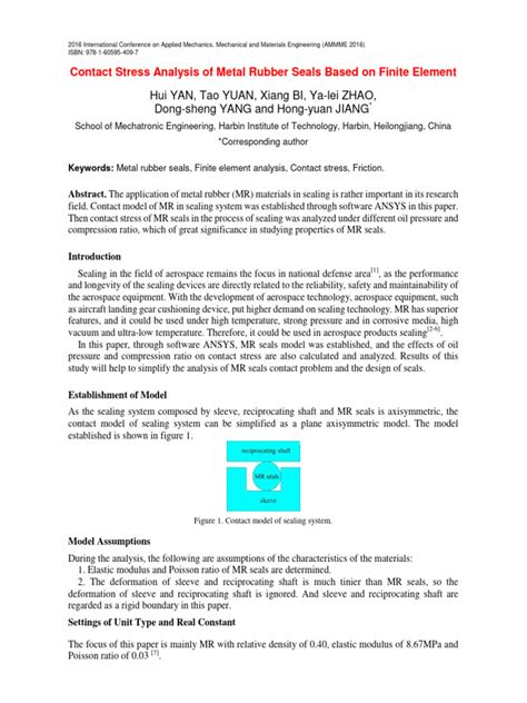 Contact Analysis For Seals Using Ansys