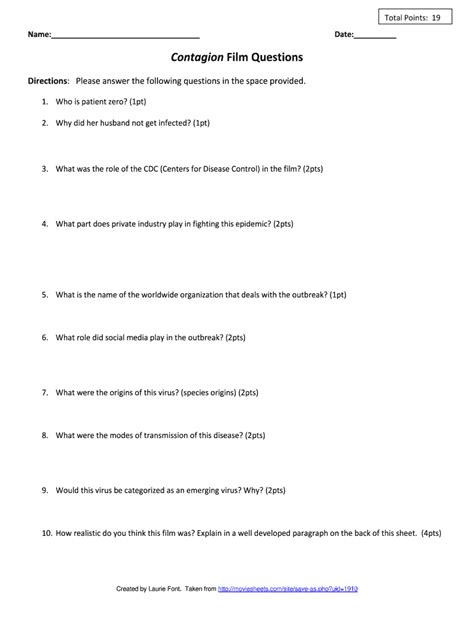 Download Contagion Movie Worksheet Answers 