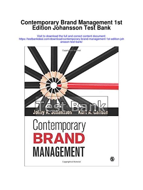 Full Download Contemporary Brand Management Johansson Pdf 