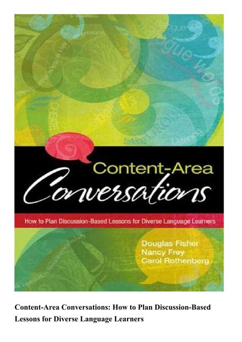 Content Area Conversations How To Plan Discussion Based Lessons For Diverse Language Learners