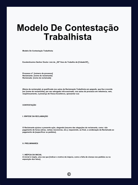 Contestação Trabalhista Modelo