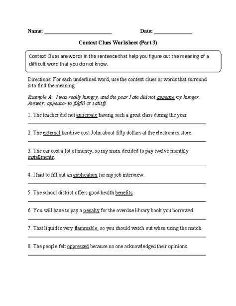 Context Clues 4th Grade Ela Worksheets And Answer Context Clues Grade 4 Worksheet - Context Clues Grade 4 Worksheet