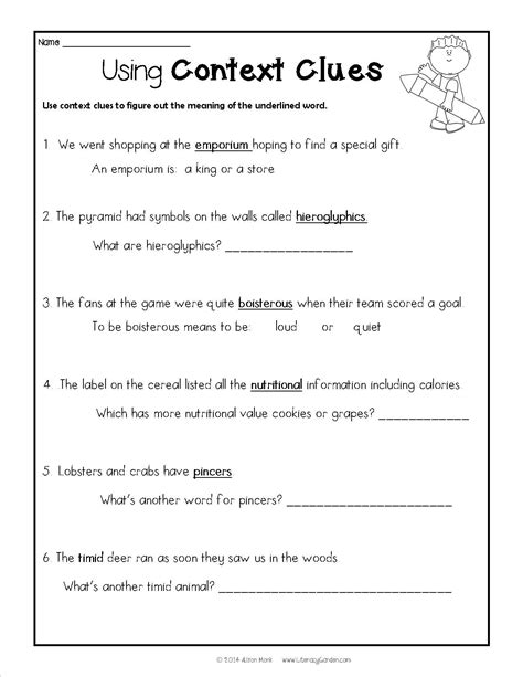 Context Clues Grade 4 Worksheet   Context Clues Worksheets K5 Learning - Context Clues Grade 4 Worksheet
