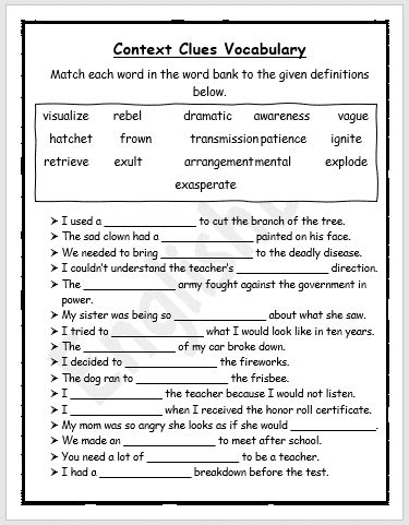 Context Clues Worksheets 3rd Grade