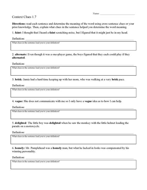 Context Clues Worksheets Ereading Worksheets 7th Grade Vocab Worksheet - 7th Grade Vocab Worksheet