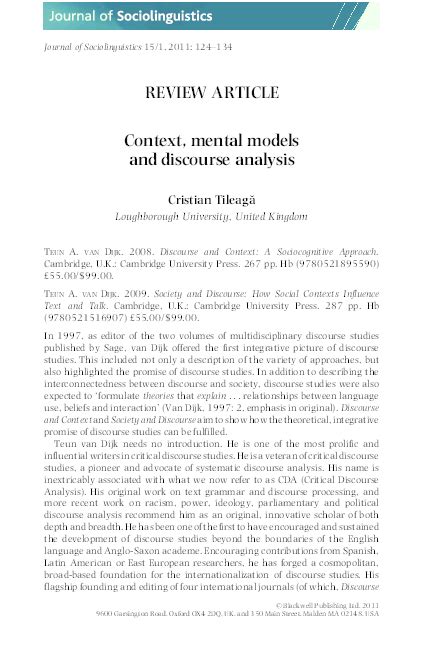 context mental models and discourse analysis