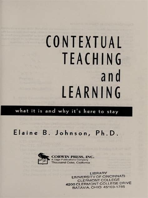 Read Contextual Teaching And Learning Elaine B Johnson Pdf 