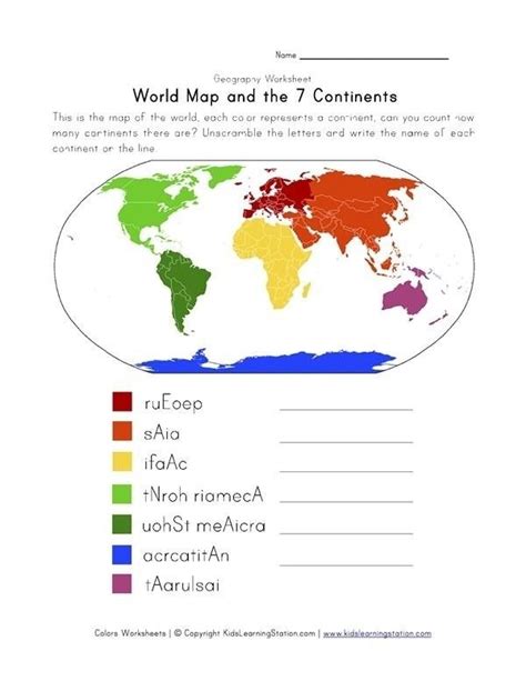 Continent Worksheets The Seven Continents Worksheet - The Seven Continents Worksheet