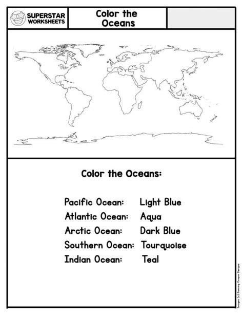 Continents Amp Oceans Free Worksheets Color The 7 7th Grade Oceans Worksheet - 7th Grade Oceans Worksheet
