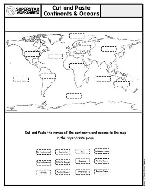 Continents And Oceans Worksheet Cut And Paste World Geography Continents Worksheet Answers - World Geography Continents Worksheet Answers