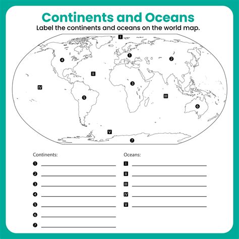 Continents And Oceans Worksheet Printable   Continents Oceans Blind Map Genius777 Com Printables - Continents And Oceans Worksheet Printable