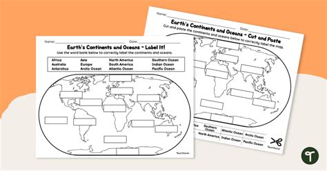 Continents And Oceans Worksheet Teach Starter 2nd Grade Earth S Continents Worksheet - 2nd Grade Earth's Continents Worksheet