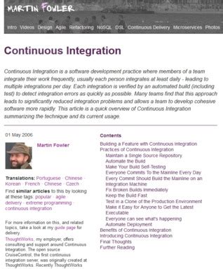 Continuous Integration Martin Fowler
