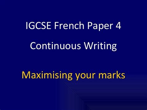 Read Continuous Writing French Igcse Paper 