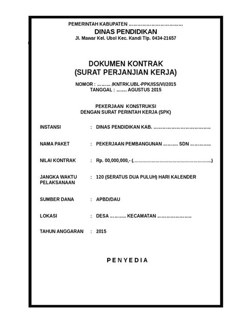 contoh dokumen kontrak