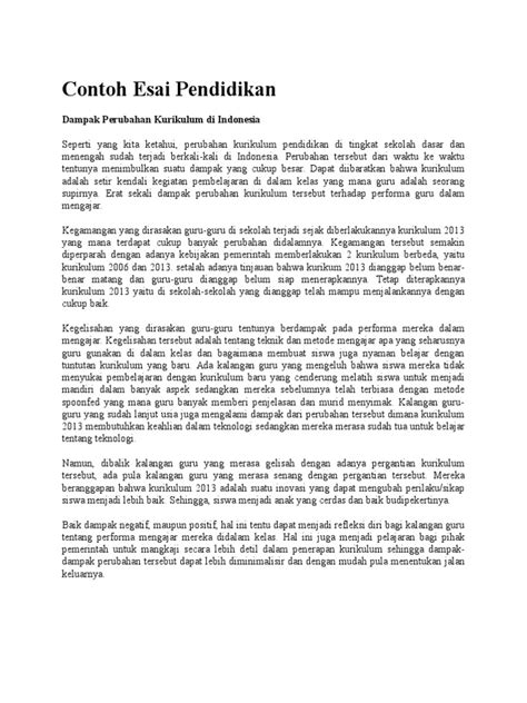 Contoh Esai Pendidikan