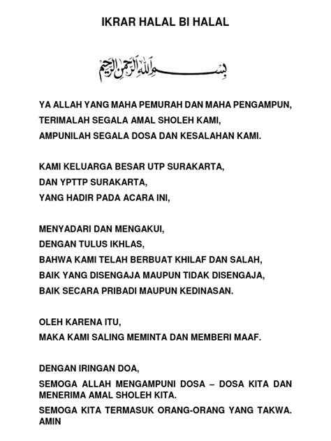 contoh naskah ikrar halal bi halal bahasa indonesia