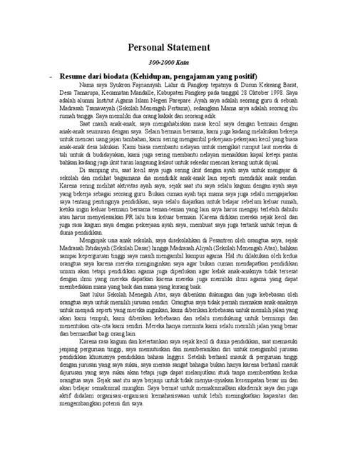 Contoh Personal Statement Pdf