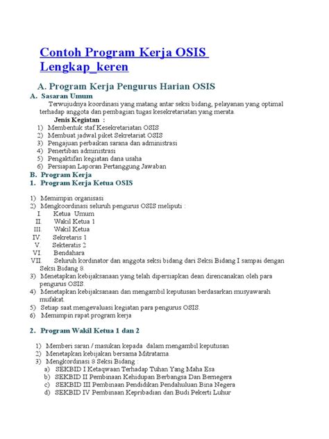 Contoh Program Kerja Osis