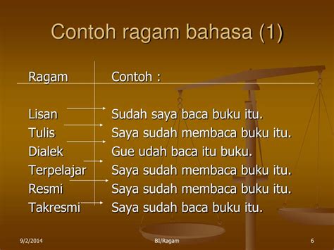 Contoh Ragam Bahasa