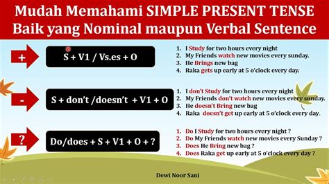 contoh simple present tense nominal dan verbal