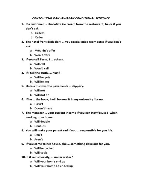 Contoh Soal Conditional Sentence