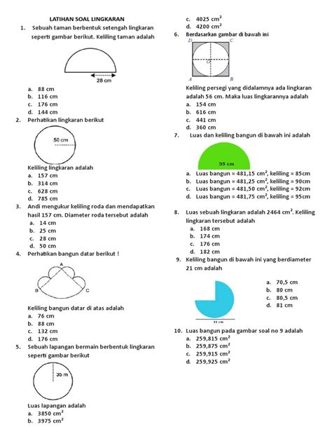 contoh soal matematika tentang lingkaran kelas 6