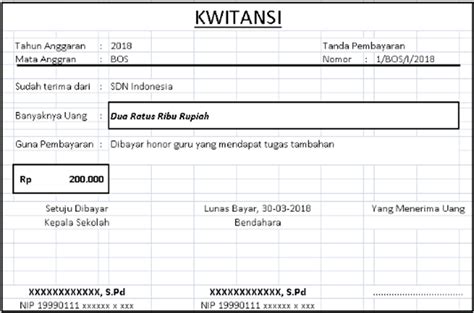 CONTOH KWITANSI PEMBAYARAN - Kwitansi Honor