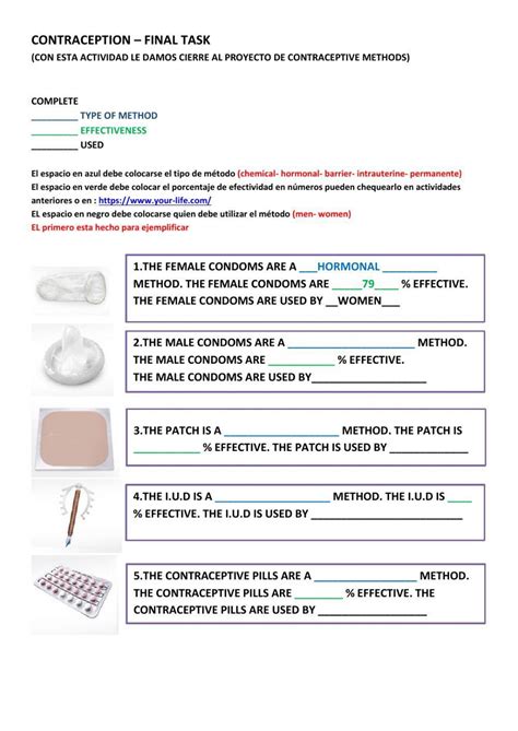 Contraceptive Methods Review Worksheet Live Worksheets Contraceptive Methods Worksheet - Contraceptive Methods Worksheet