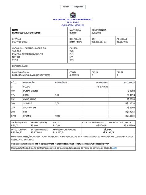 Contracheque Da Pmpe