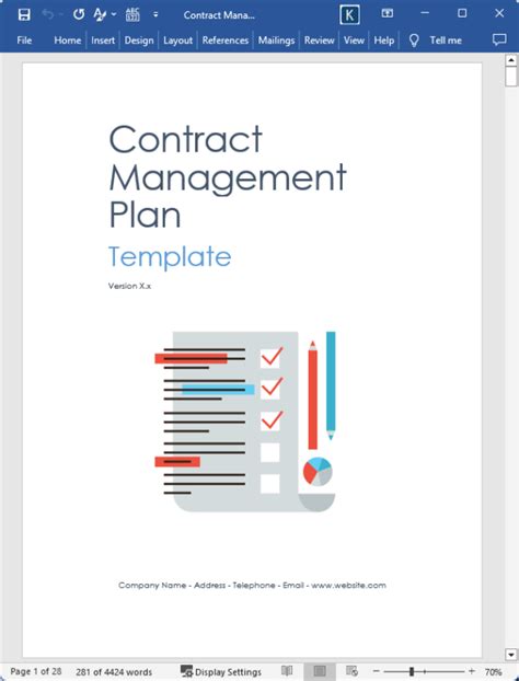 Contract Management Plan Template Optional Contract