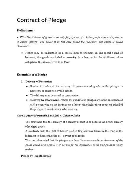 Contract Of Pledge